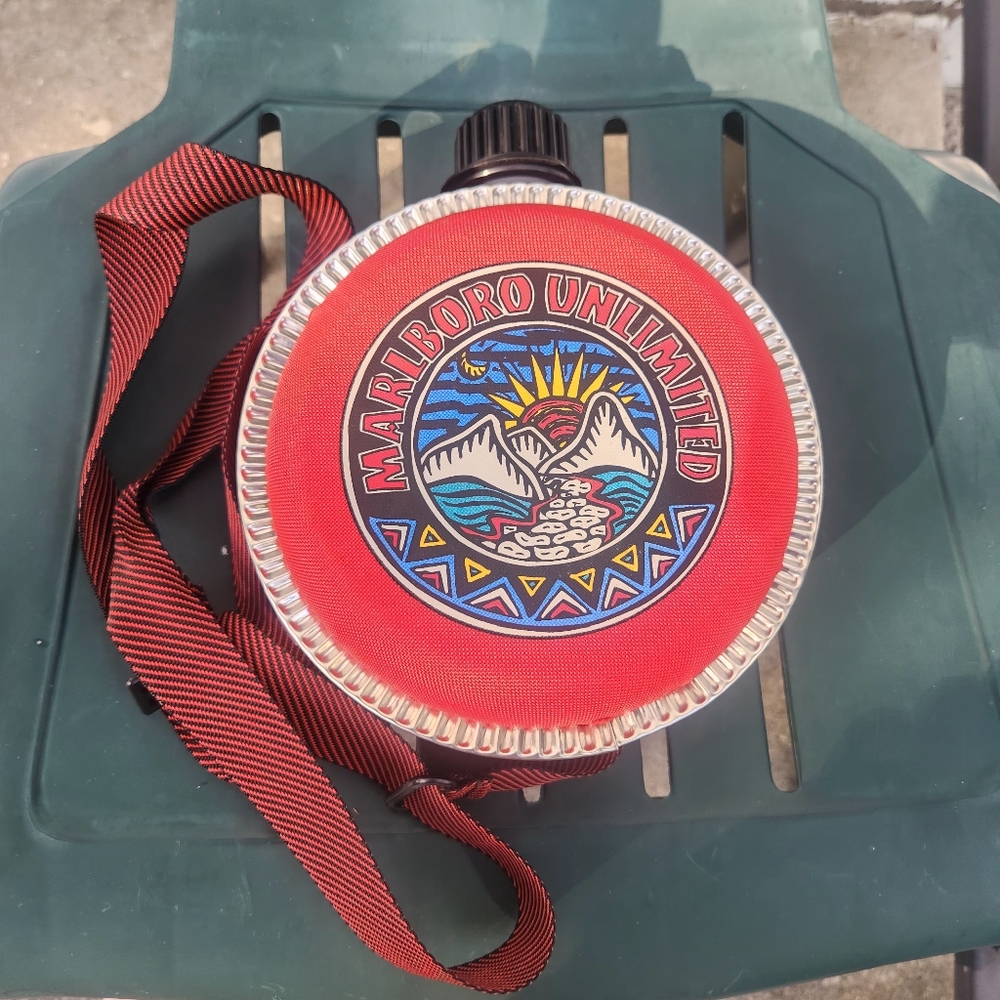 Vintage Marlboro Unlimited Red Canteen with Strap 1990s